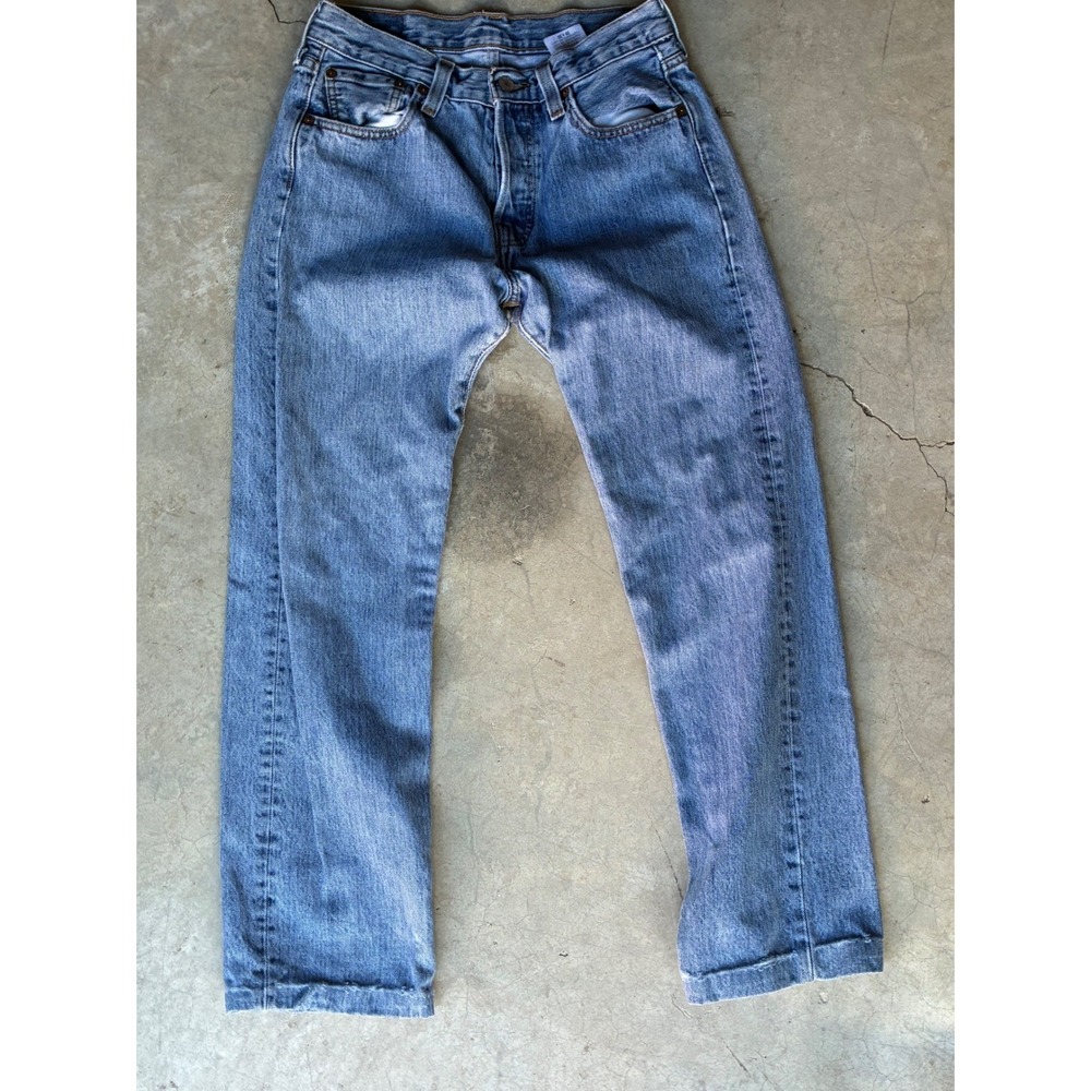 Levis 501 Original Fit Jeans Mens 29x30 Medium Wash Blue Straight Leg Button Fly